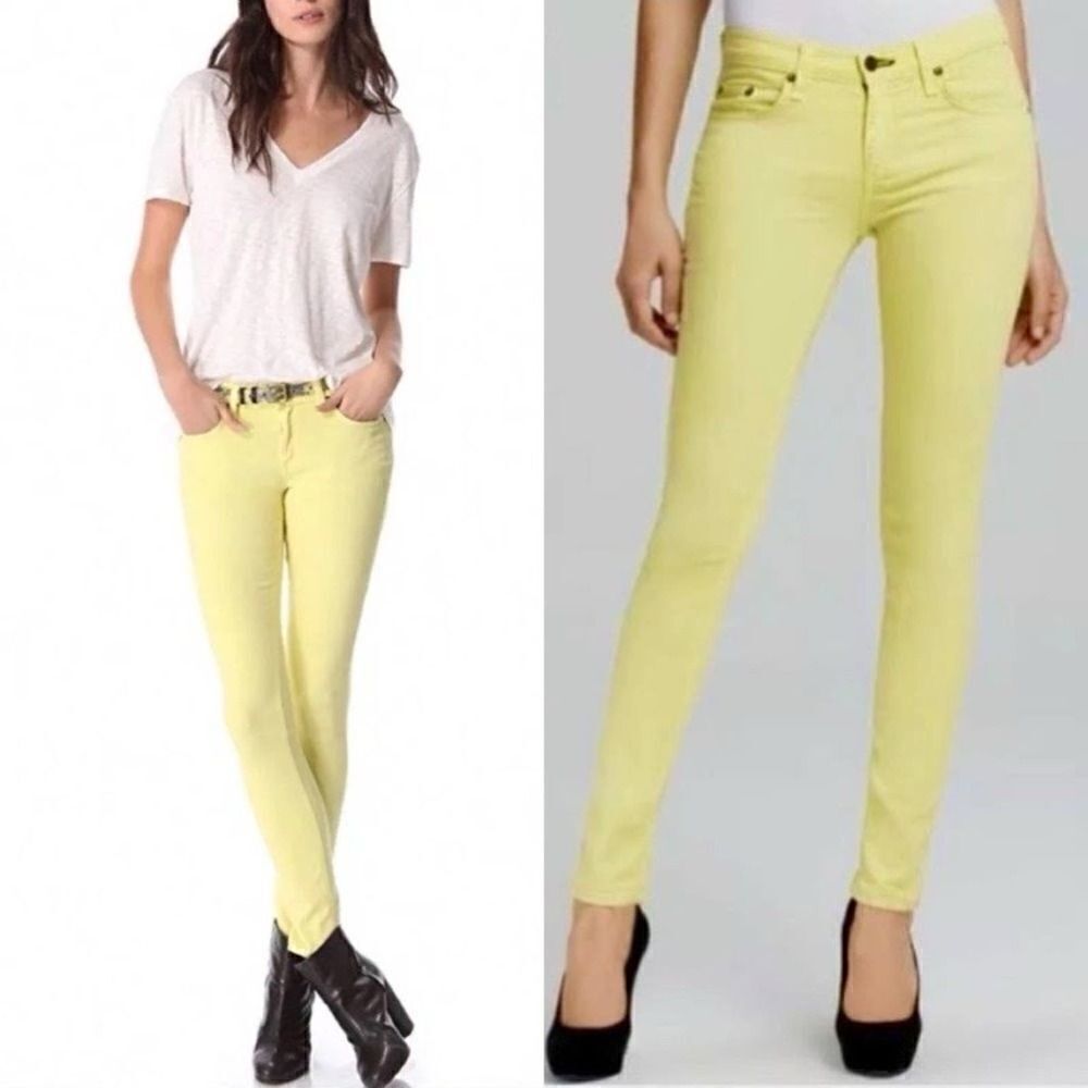 NWT Rag & Bone Canary Yellow Skinny Jeans - Size: 27 - Picture 3 of 15